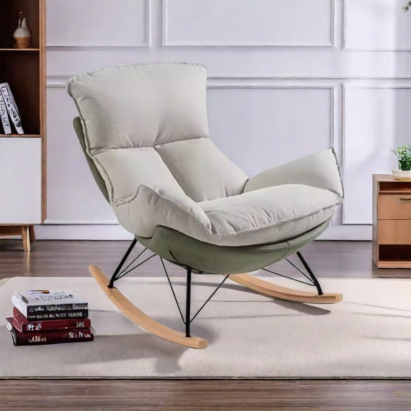 Chaise berçante confortable en coquille d'œuf, Blanc / vert