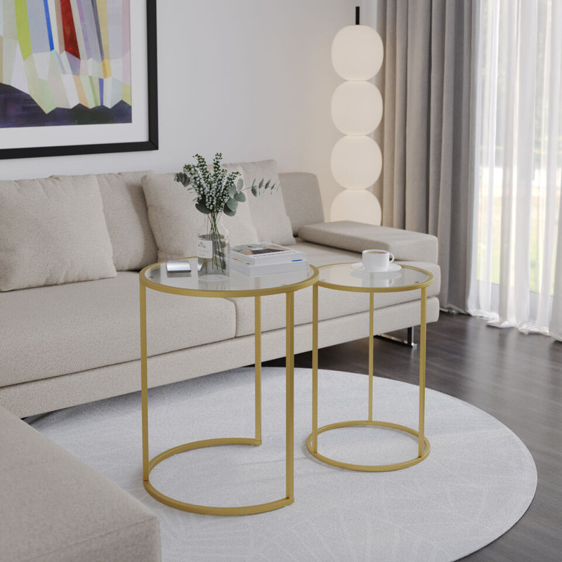 Shkar Three Leg Coffee Table, Gold, Transparent