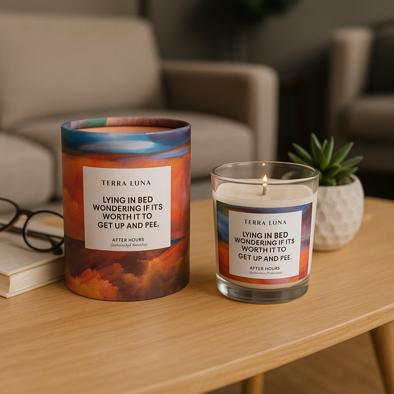 After Hours Scented Candle for Living Room - Decorative Candles with Relaxing Glow for Coffee Table or Bookshelf Decor - 4", Orange & Red