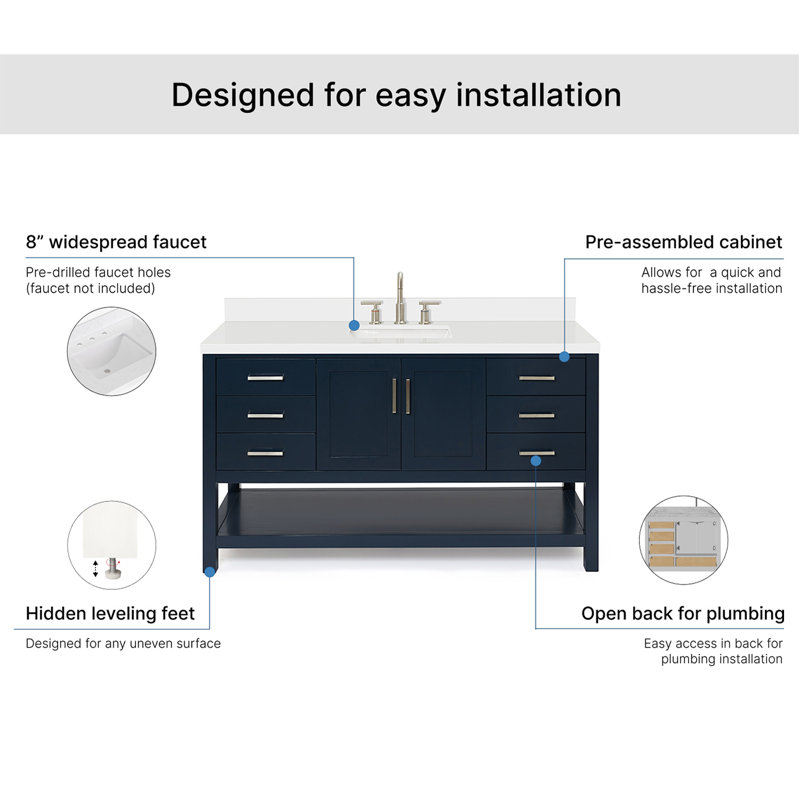 Magnolia Bath Vanity Rectangular Basin S061SWQ, Midnight Blue, Rectangular