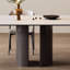 Ensemble de table de salle à manger ovale en pierre frittée simple-109023632