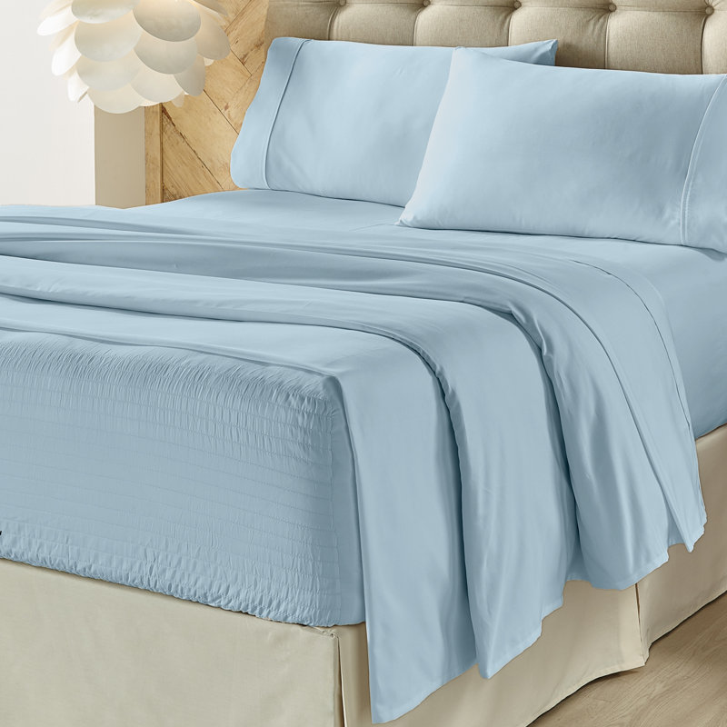 Light Blue California King Cotton-Polyester Sheet Set