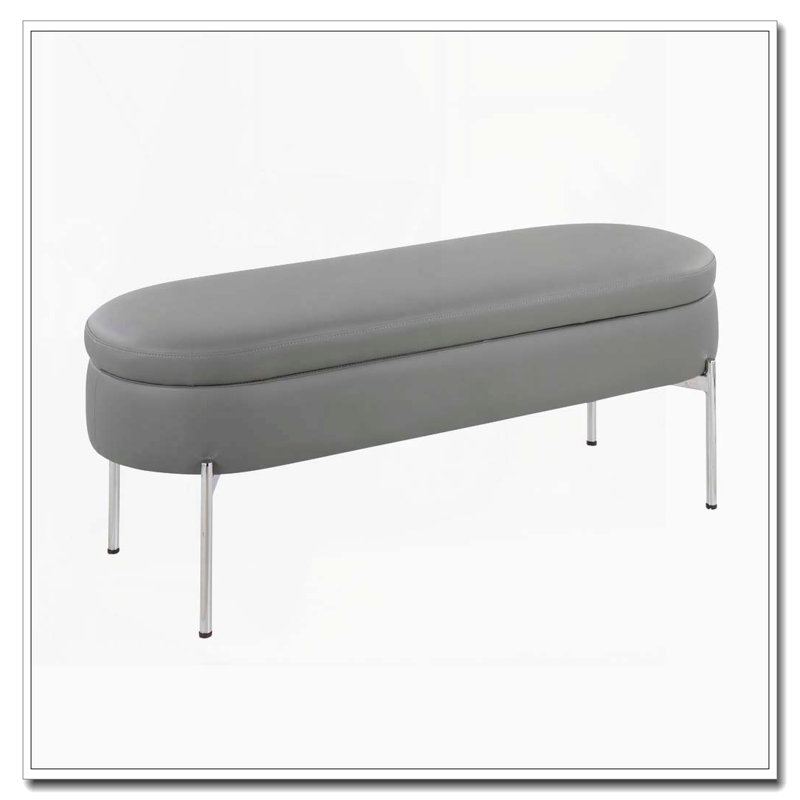 Banc de rangement contemporain en similicuir, Gris