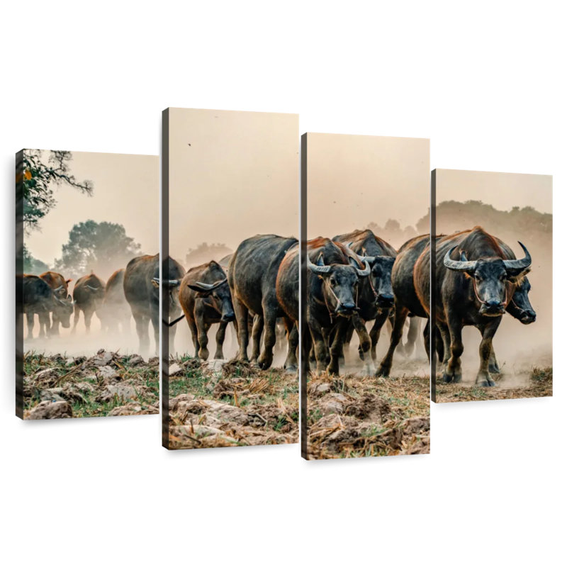 Bramal Buffalos en mouvement, H 32 po x l 52 po