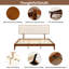 King Size Solid Dry Bamboo Wood 12 Inch Platform Bed, With Bamboo Frame Upholstered Adjustable Headboard, Easy Assembly