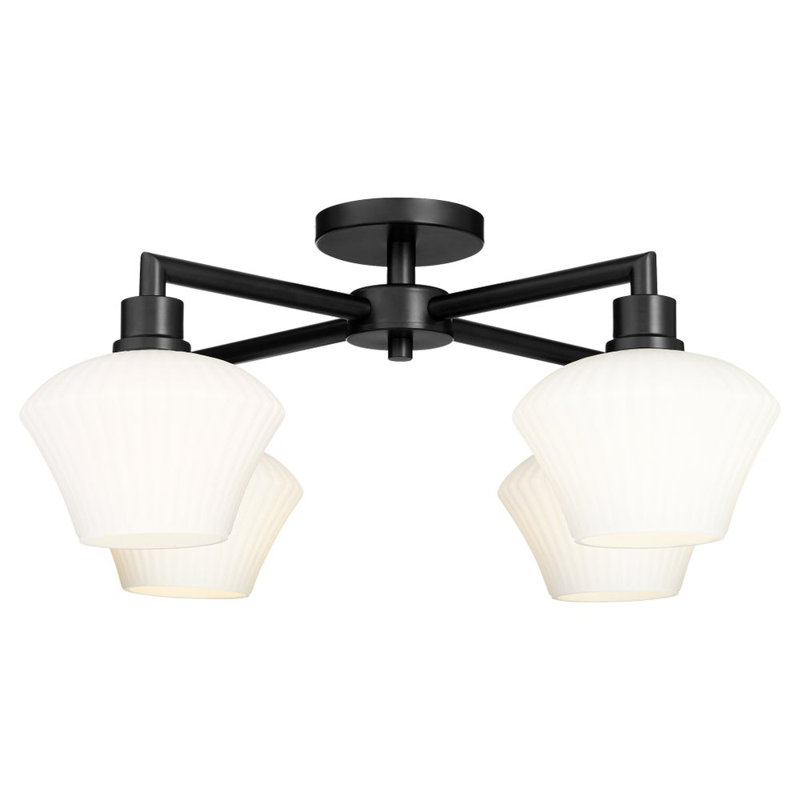 Monsita Glass Semi Flush Mount, Matte Black