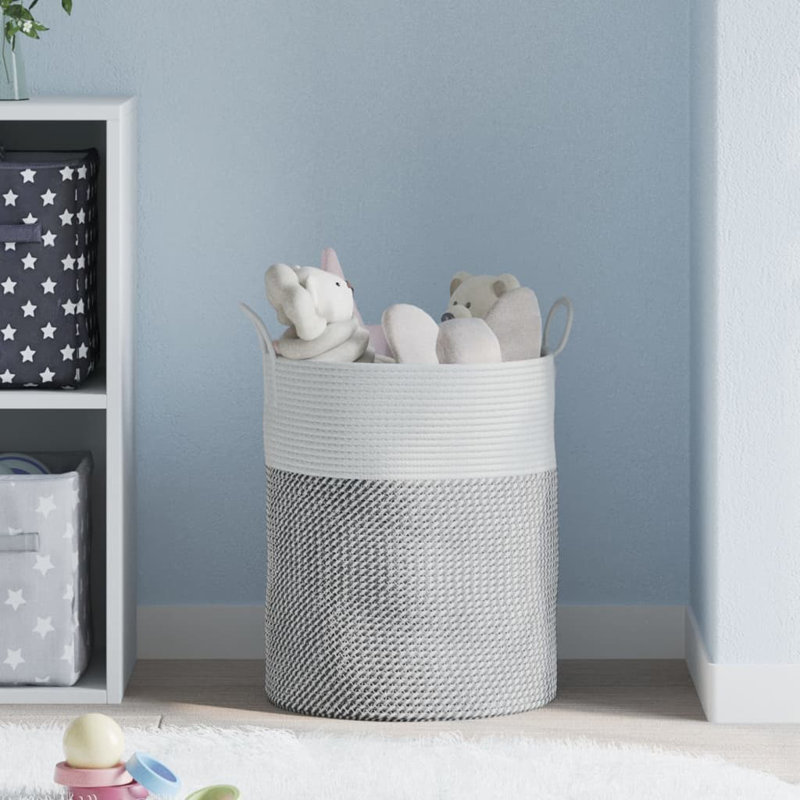 House Of Hampton Fabric Decorative Basket, Grey/White