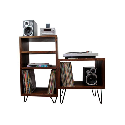Pine Solid Wood Steel Media Shelves
