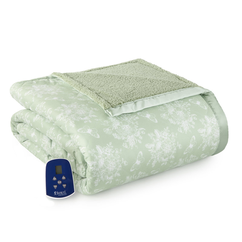 Couverture électrique en sherpa Micro Flannel®, Simple, Toile céladon