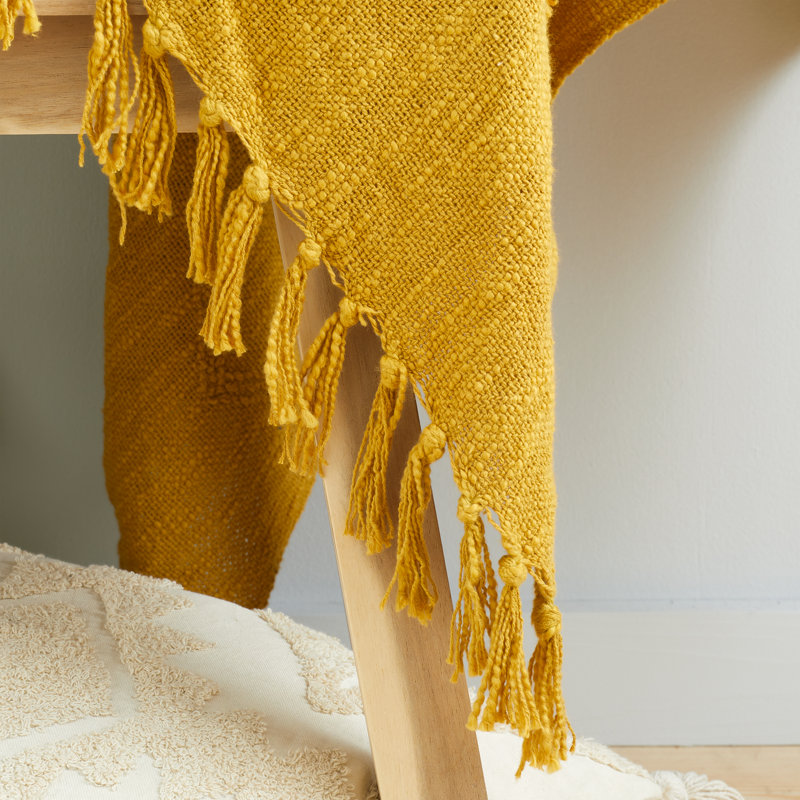Kabeli 100% Cotton Blanket Throw, Ochre