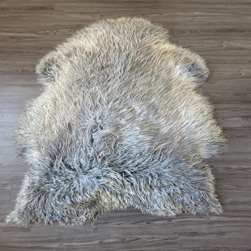 Tapis en peau de mouton Gotland, tapis suédois en laine douce et bouclée