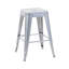 Tabourets de bar sans dossier en métal argenté antique, hauteur du comptoir (lot de 4), démontables, faciles à nettoyer, structure pour la cuisine et la maison, non empilables, design gain de place, montage facile, imperméables