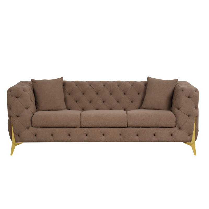 Canapé en tissu 84,25 po Moorehead,  Tissu brun bouclé