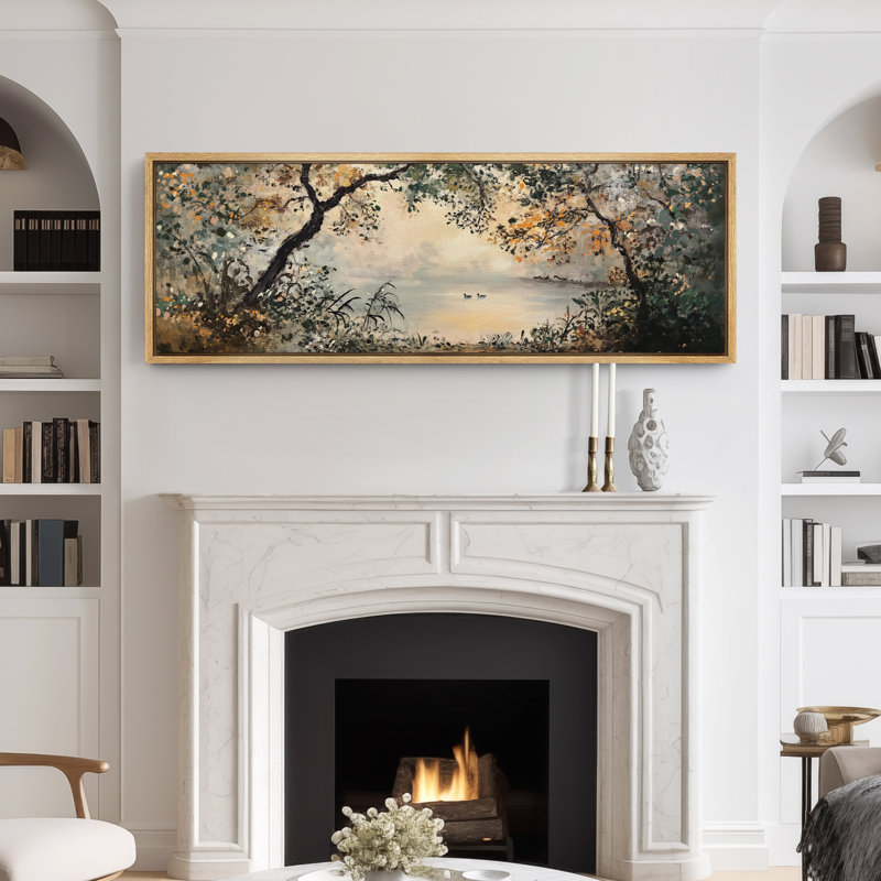Forest Lake Landscape Artwork, Rustic Living Room Wall Pictures, Giclee Canvas Digital Print Extra Large Framed Wall Art