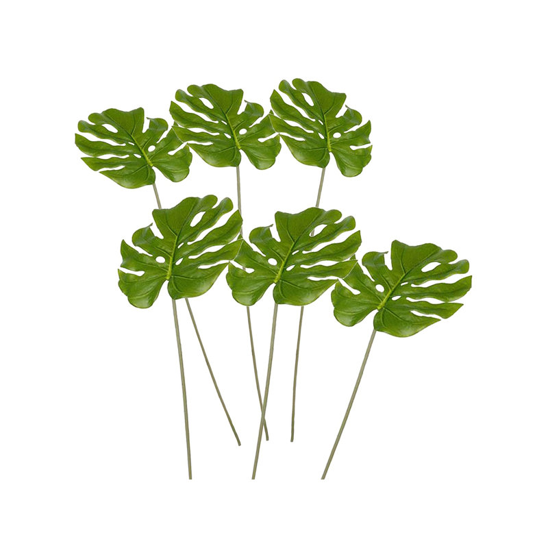 Fausse feuille Monstera - ensemble de 6 - 8 po x 28 po - Vert