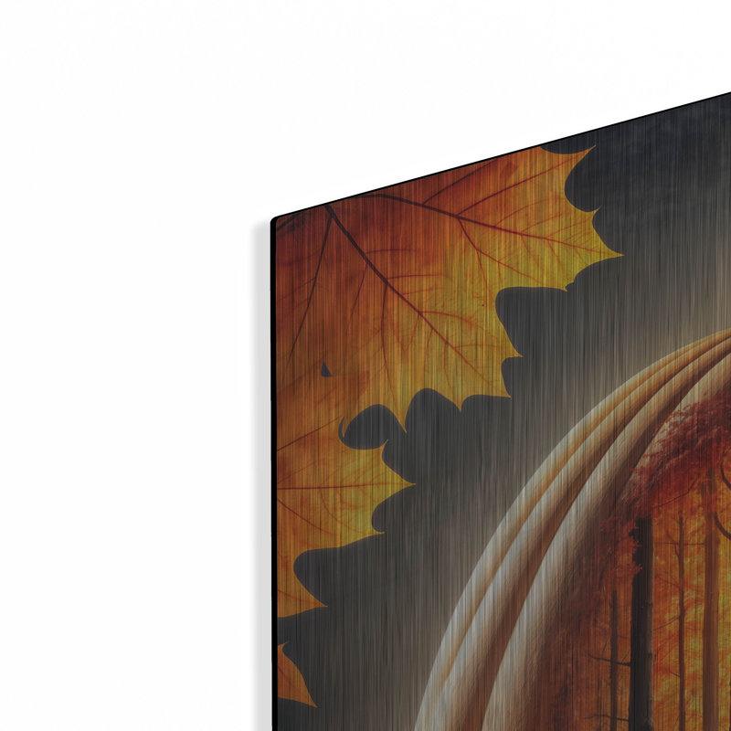  «Fall Landscape Pumpkin 2» par Rey Klimt, art mural en métal, 36 po x 36 po, H 36 po x l 36 po