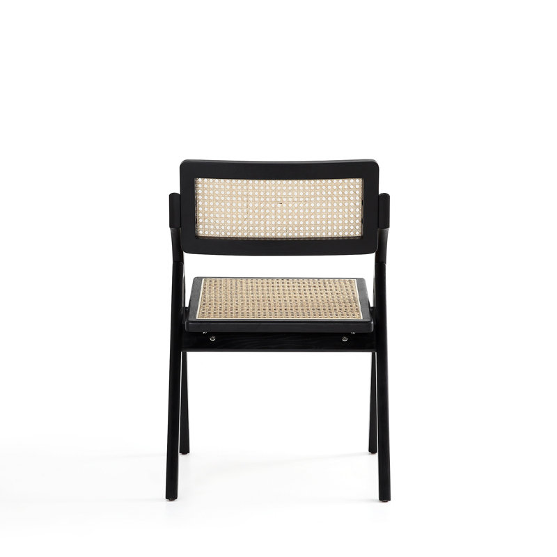 Moses Folding Dining Chair In Cane, Black, 4