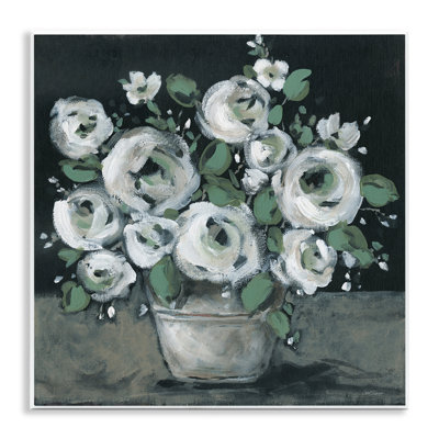 «Mute White Rose Bouquet», art mural sur bois par Carol Robinson