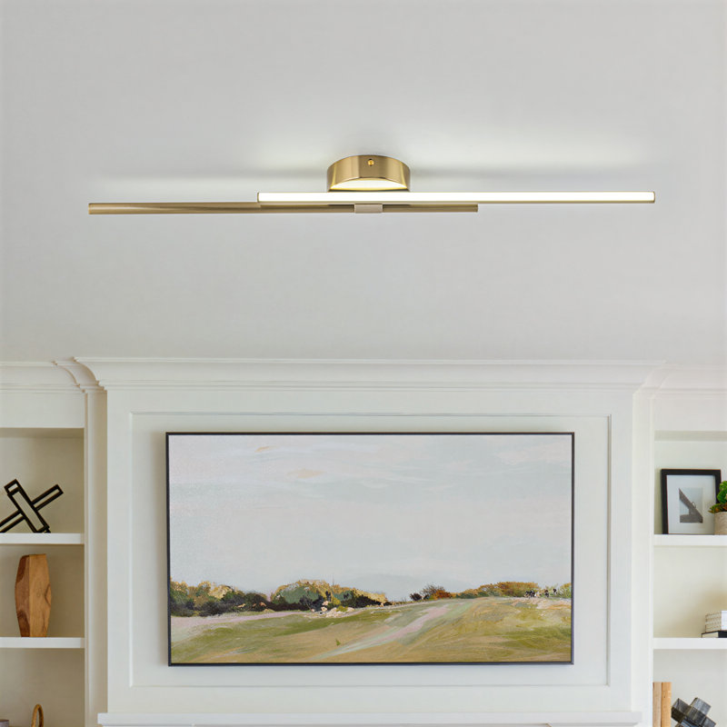 31.5" Modern Linear Led Flush Mount Light, Antique Bronze