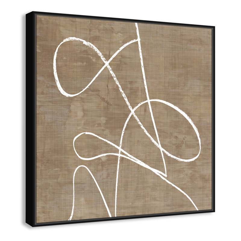 Swooping Lines - Peinture sur toile avec cadre flottant, H 37,5 po x l 37,5 po, Noir