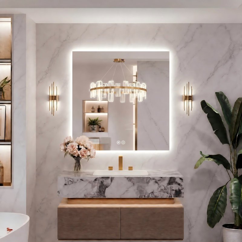 Lunara UL Certified Frameless Backlit LED Bathroom Vanity Mirror , Anti Fog Temper Glass 3 Year Warranty, 36" x 36"