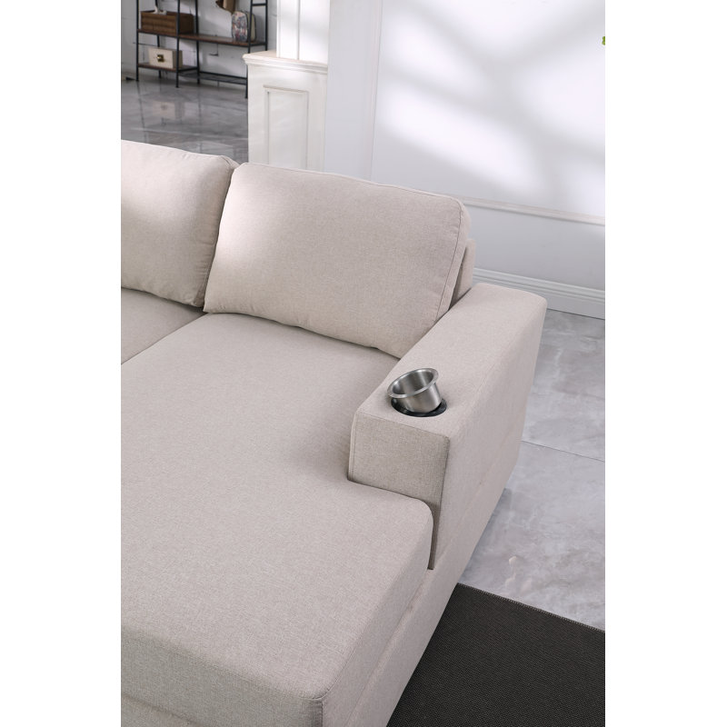 Canapé modulaire faisant face à la droite de 146,5 po Redwater, Mélange de lin beige
