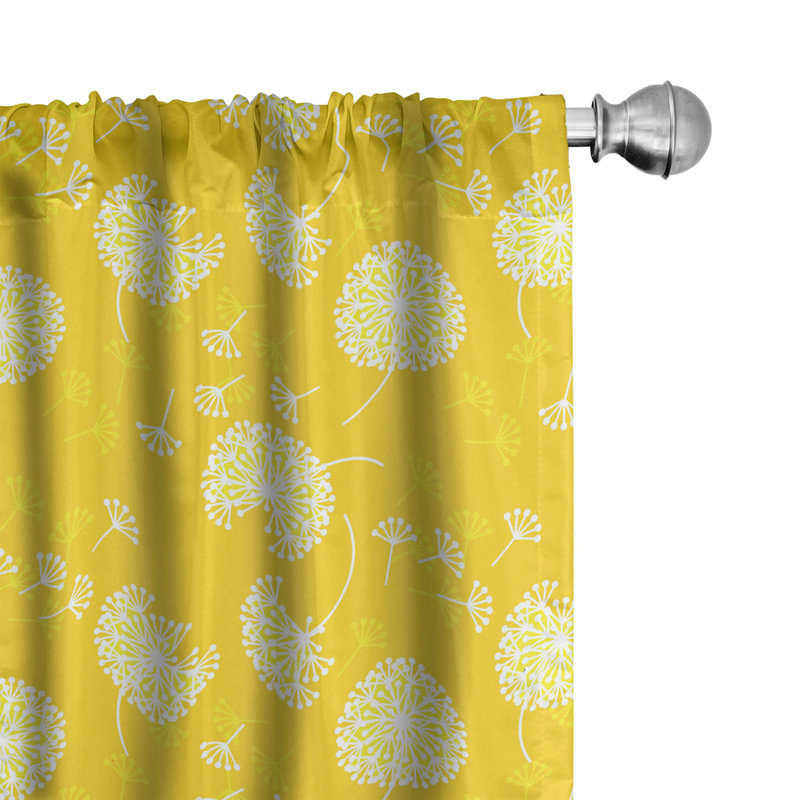 Floral Semi-Sheer Rod Pocket Curtain Panels, 28" x 63"