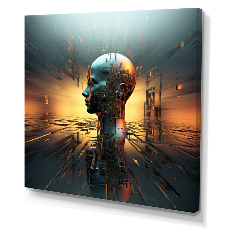 «AI Robot Dreams Of Singularity» sur impression sur toile, Toile tendue, 24" H x 24" W