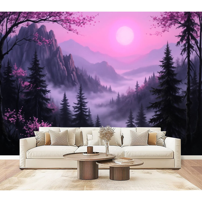 Papier peint adhésif magique Magic Mountain Mystical Mountain Landscape, L 96 po x l 69 po