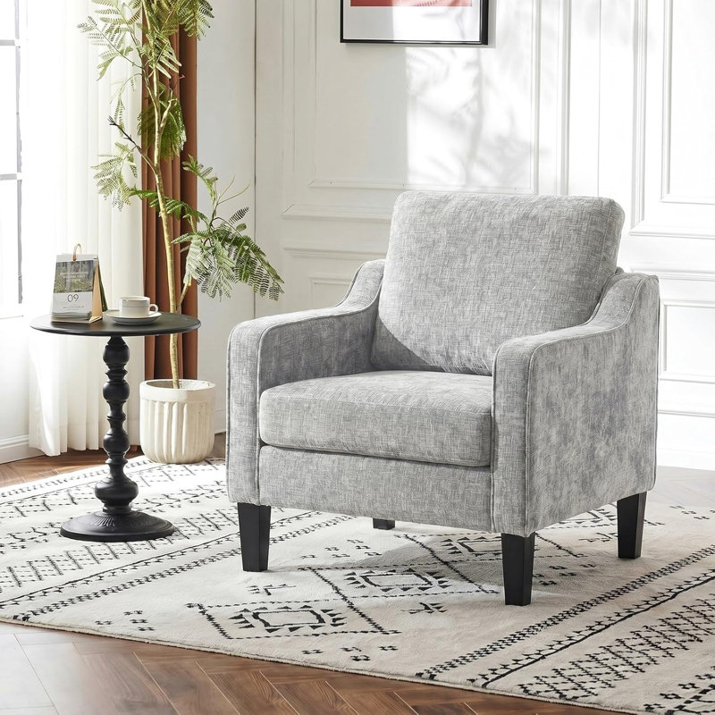 Xxy0272ca-kd Mid-century Modern Accent Armchair, Light Grey