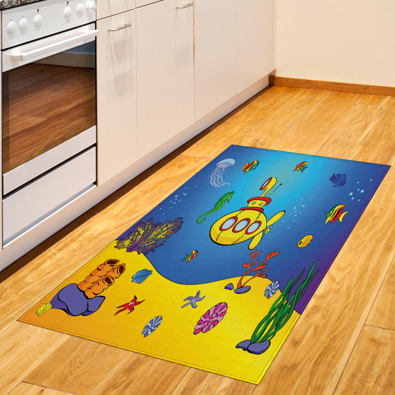 Tapis décoratif sous-marin jaune à haute densité, Rectangle 2 pi 7 po x 5 pi