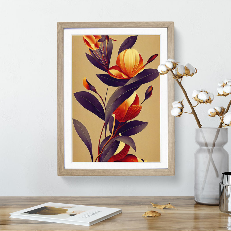 Angelical Flowers - Framed Print, 34cm H x 25cm W x 2cm D, Oak