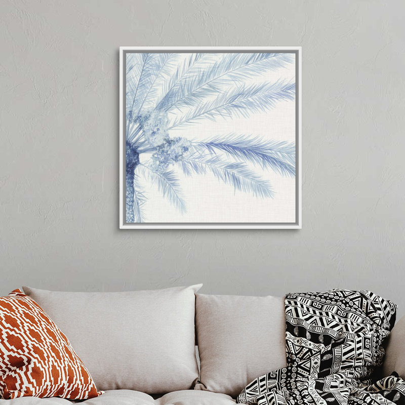 Art mural sur toile Chambray Palms II, H 30 po x l 30 po x P 1,75 po, Toile avec cadre blanc
