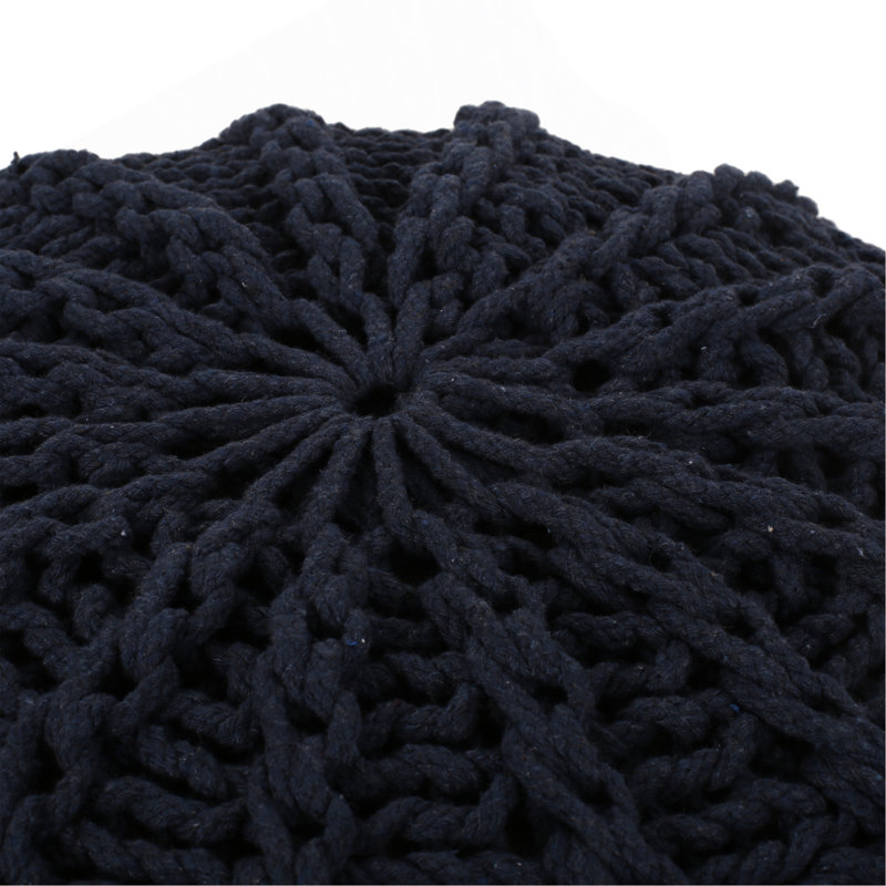 Pouf tricoté en coton, Bleu très foncé