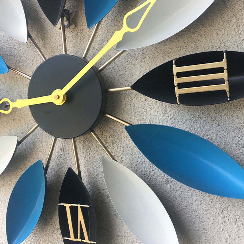 Anick Metal Wall Clock, Black/Blue/White