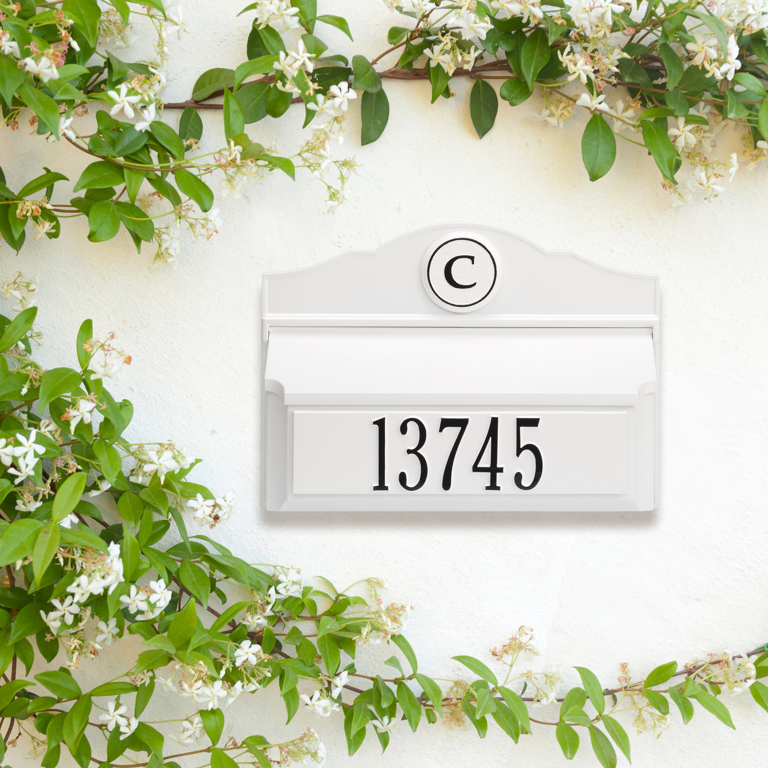 Personalized Wall-Mounted Mailbox, White/Black, Yes
