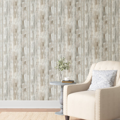 Rouleau de papier peint adhésif L 16,5 pi x l 20,5 po Axl Weathered Planks