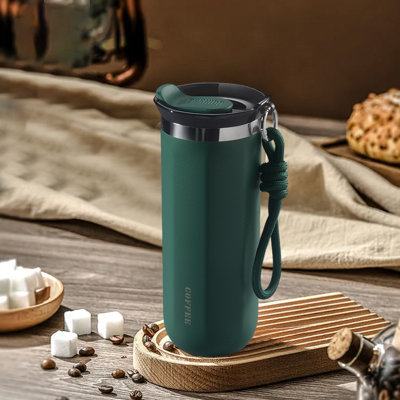 Tasse à café en acier inoxydable à deux couches avec couvercle à boire