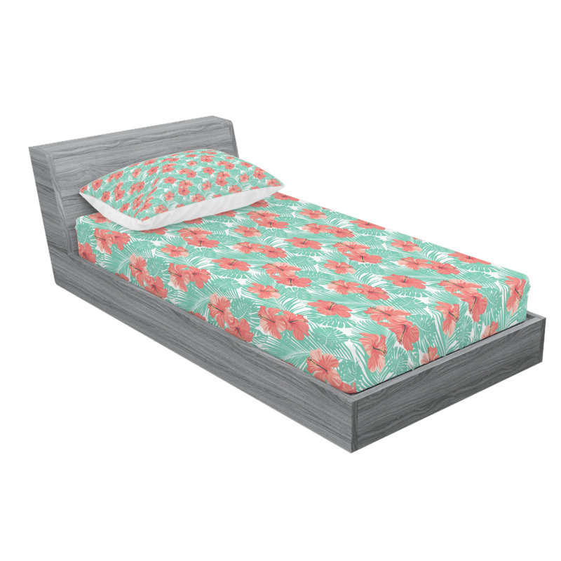 Microfiber Floral Sheet Set, Twin Sheet Set with Fitted Sheet