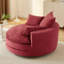 Fauteuil d'appoint surdimensionné rond 58 po avec coussin double couche et 3 coussins amovibles en velours côtelé 58 po-135504217