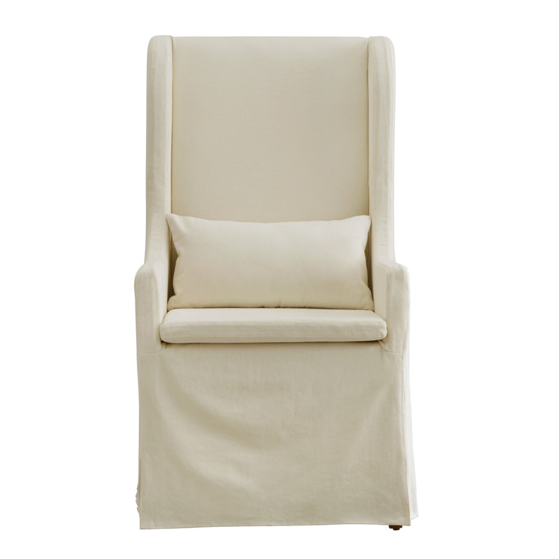 Sela Wingback Chair, Off-White Linen