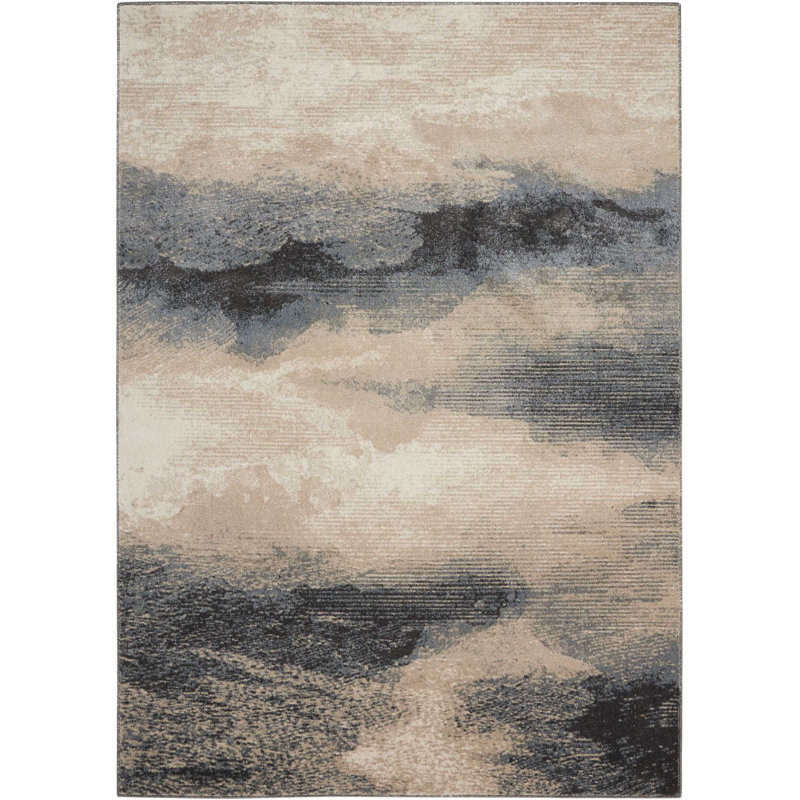 Tapis gris contemporain Ashli, Rectangle 5 pi 3 po x 7 pi 3 po