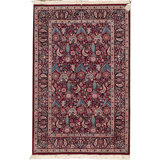 Jahan Wool Oriental Area Rug in Wine/Navy