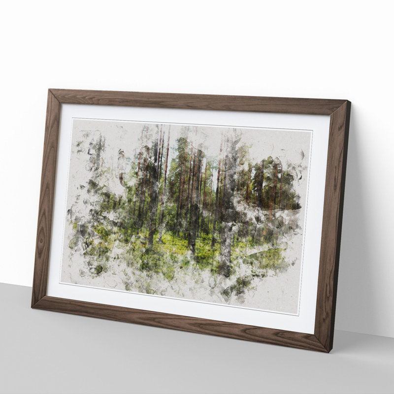 Green Forest Vol.1 - Picture Frame Graphic Art, Walnut Framed, 36cm H x 48cm W x 2cm D