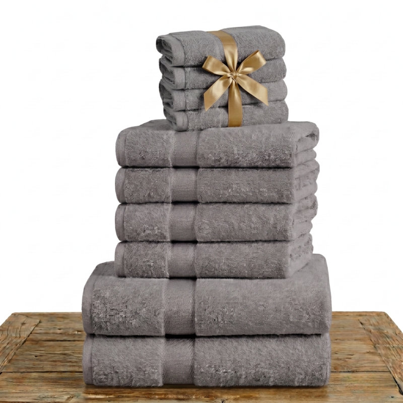Egyptian Cotton 500GSM Absorbent 10-Piece Towel Bale Set, Grey