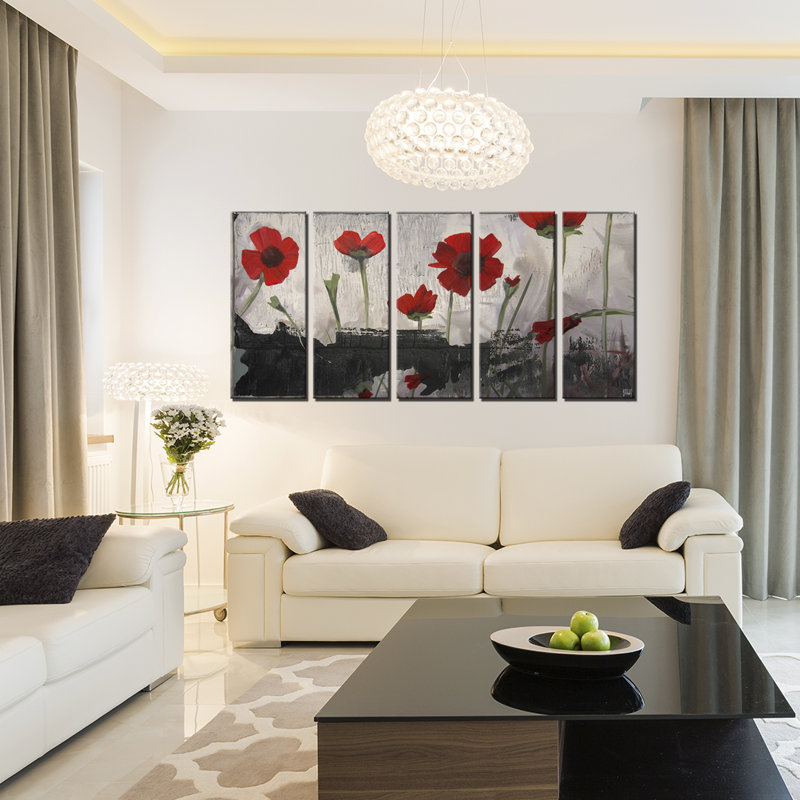 «Painted Petals II», ensemble de 5 impressions sur toile