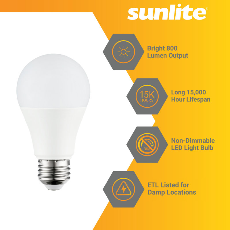 9 W (équivalent à 60 W), ampoule DEL A19 à intensité variable, culot moyen E26 (standard), 5000 K