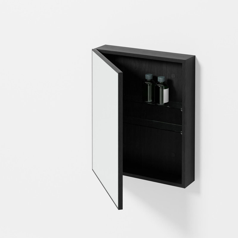 Mendocino 450mm W 550mm H Surface Framed Medicine Cabinet Mirror 3 Adjustable, Dark Oak