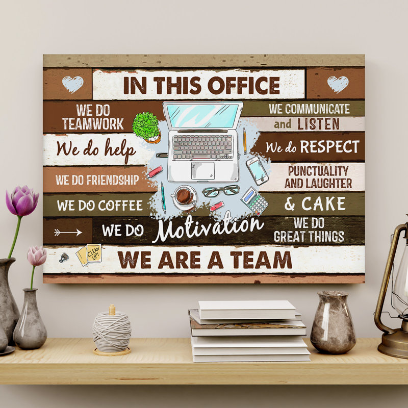 Computers - In This Office We Are A Team Gallery Wrapped Canvas, 24" H x 36" W x 2" D