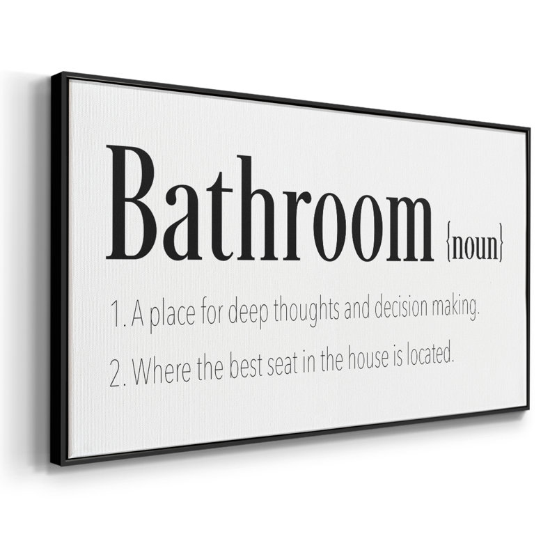 «Bathroom Définition» - Toile tendue avec châssis encadré - Prêt à accrocher, Noir, H 21 po x l 41 po